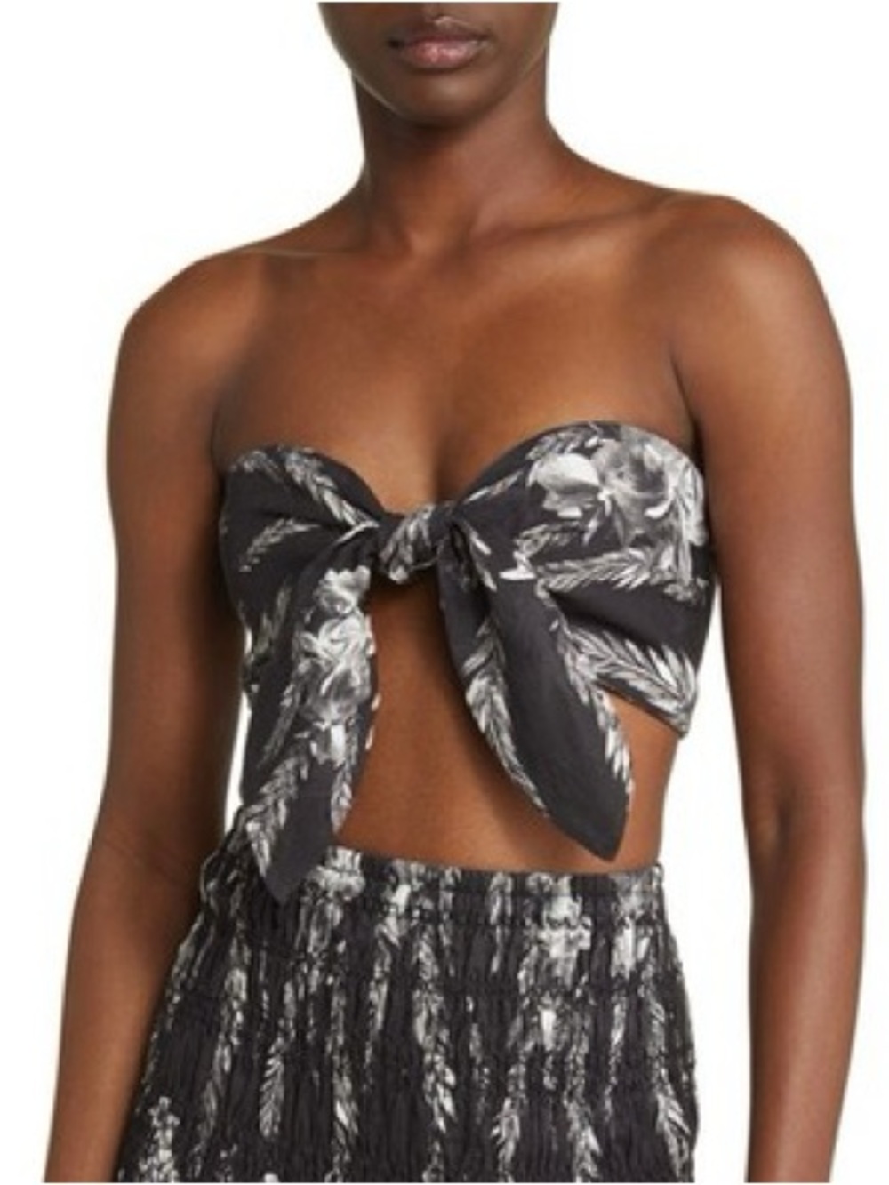 ALLSAINTS Riah Mia Linen Floral Bandeau Tie Top in size 8